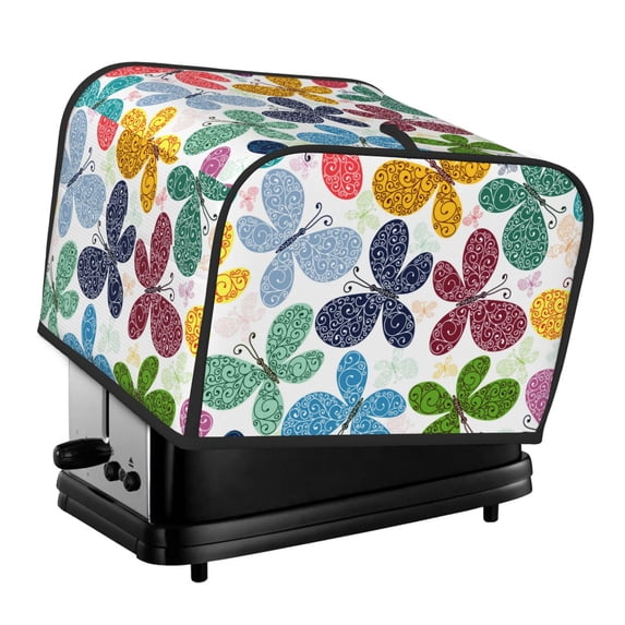 Lsque Colorful Butterflies Print 4 Slice Toaster Cover , Kitchen Appliance Dustproof Protector , Toaster Protector Dustproof Kitchen Appliance Cover