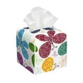 thumbnail image 1 of Lsque Colorful Butterflies Printed Tissue Box Cover Holder, Facial Paper Organizer Dispenser,Square with Bottom Belt, PVC Leather Decorative Organizer, 1 of 8