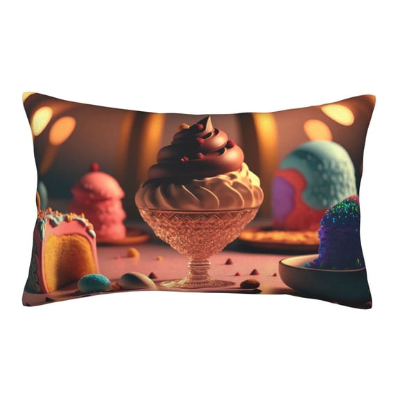 Lsque Colorful Cake Ice Cream Pattern Pillow Case – Soft & Cozy Throw Pillow Cover, Hypoallergenic Cushion Case for Sleeping Women with Envelope Closure-20"x30"