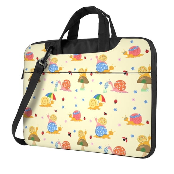 Lsque Colorful Cartoon Snail Pattern Laptop Bag – Portable & Slim Single-Shoulder Computer Case with Adjustable Strap, Protective, Lightweight for 13”/14”/15.6” Laptops