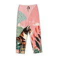 thumbnail image 1 of Lsque Colorful Cat With Flowers Print Women's Pajama Pants, Lounge Pant - Comfortable Home Wear,Elastic Waistband, Stylish Design-Small, 1 of 9