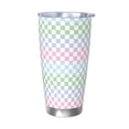 thumbnail image 1 of Lsque Colorful Checkerboard Pattern 20oz Car Cup with Lid and Straw, Insulated Coffee Cup with Straw Topper, Spill Proof Travel Coffee Mug, Stainless Steel Tumble-Without Straw, 1 of 8