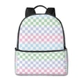 thumbnail image 1 of Lsque Colorful Checkerboard Pattern Backpack – School Travel Canvas Daypack with Ergonomic Padded Straps, Multiple Compartments & Leather Handle, 1 of 5
