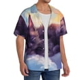thumbnail image 1 of Lsque Colorful Cloud Sleeping Cat print Men's Cuban Collar Short Sleeve Shirt Summer Beachwear Casual Button Down Fashionable Vacation Leisure Shirt-X-Large, 1 of 7
