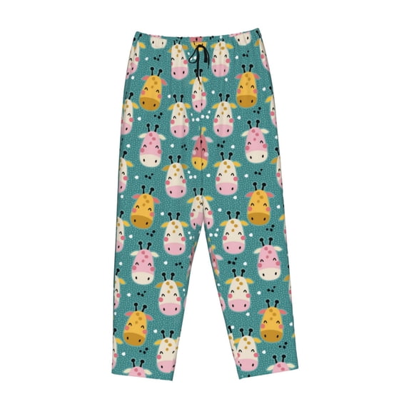 Lsque Colorful Cow Print Women's Pajama Pants, Lounge Pant - Comfortable Home Wear,Elastic Waistband, Stylish Design-Large