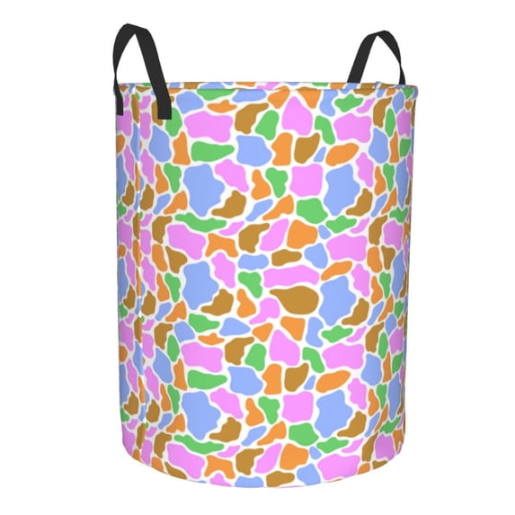 Lsque Colorful Cow Skin pattern Laundry Hamper Basket, Tall Woven Rope Hamper Basket for Clothes, Lightweight Storage Basket, Collapsible Waterproof-