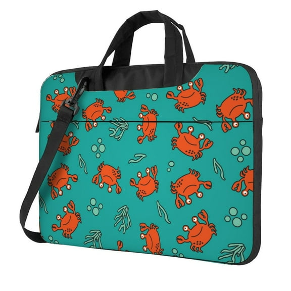 Lsque Colorful Crab Pattern Laptop Bag – Portable & Slim Single-Shoulder Computer Case with Adjustable Strap, Protective, Lightweight for 13”/14”/15.6” Laptops