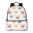 thumbnail image 1 of Lsque Colorful Crabs Pattern Backpack – School Travel Canvas Daypack with Ergonomic Padded Straps, Multiple Compartments & Leather Handle, 1 of 5