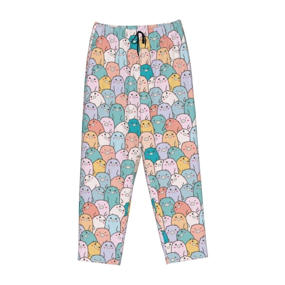 Lsque Colorful Cute Pig Print Women's Pajama Pants, Lounge Pant - Comfortable Home Wear,Elastic Waistband, Stylish Design-Medium