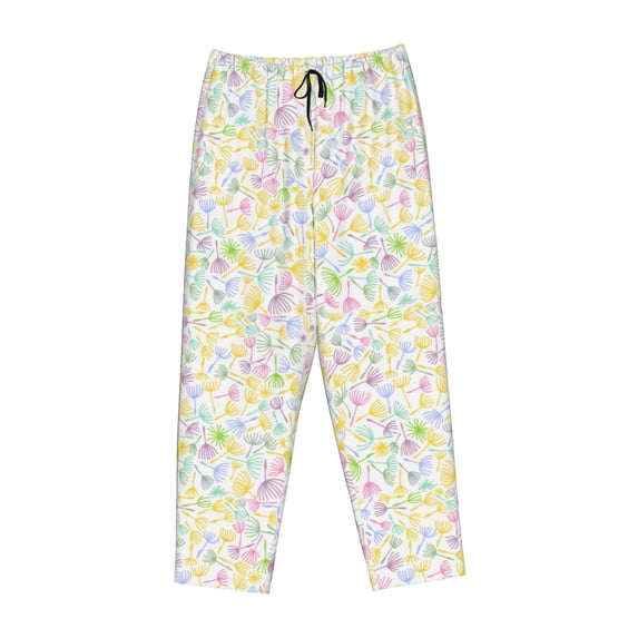 Lsque Colorful Dandelion Print Women's Pajama Pants, Lounge Pant - Comfortable Home Wear,Elastic Waistband, Stylish Design-Small