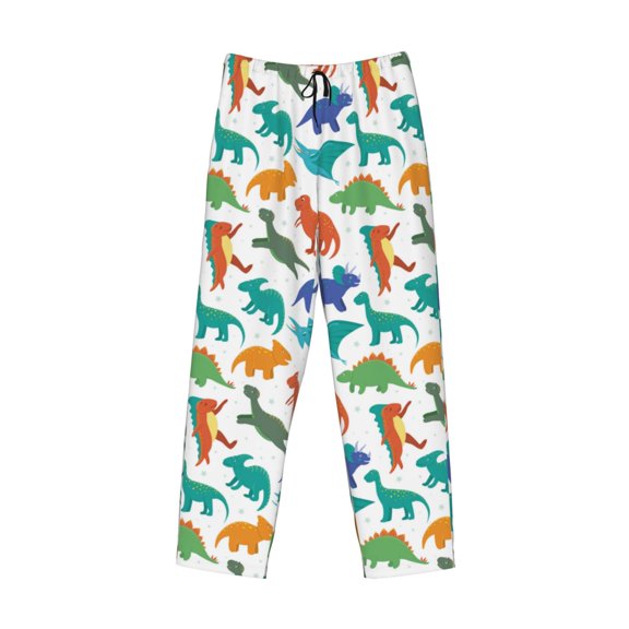 Lsque Colorful Dinosaur Print Men's Pajama Pants, Lounge Pant - Comfortable Home Wear,Elastic Waistband, Stylish Design-Medium