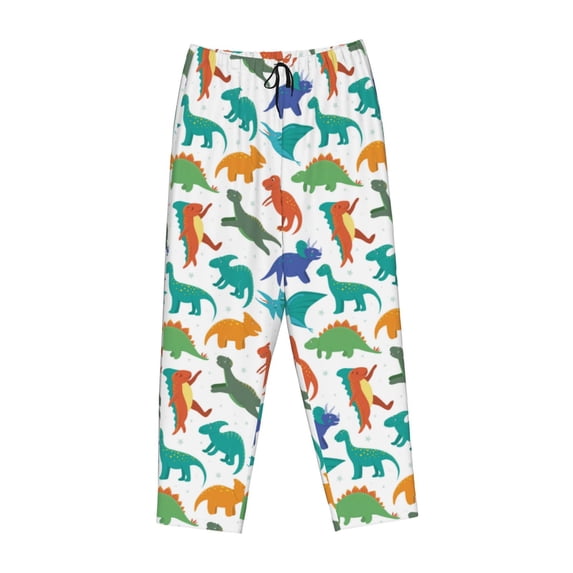 Lsque Colorful Dinosaur Print Women's Pajama Pants, Lounge Pant - Comfortable Home Wear,Elastic Waistband, Stylish Design-Large