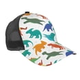 thumbnail image 1 of Lsque Colorful Dinosaur Printed Trucker Hat - Baseball Cap for Men Women - Breathable Mesh Side, Adjustable Fit - for Casual Wear, 1 of 7