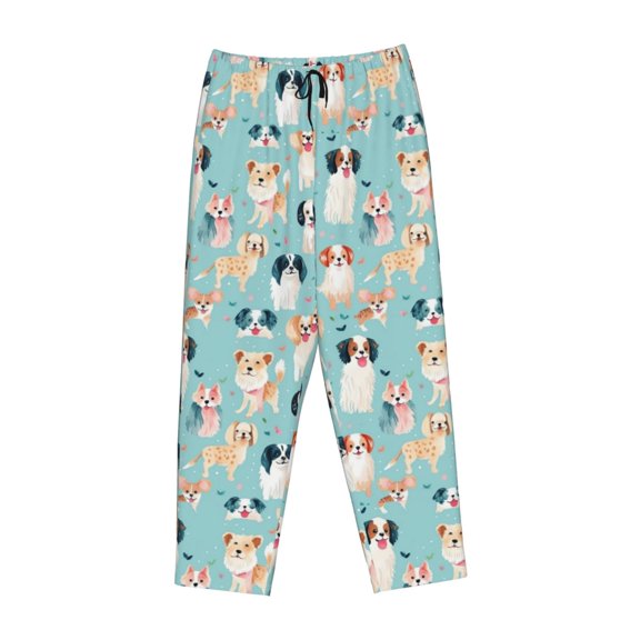 Lsque Colorful Dog Print Women's Pajama Pants, Lounge Pant - Comfortable Home Wear,Elastic Waistband, Stylish Design-Medium