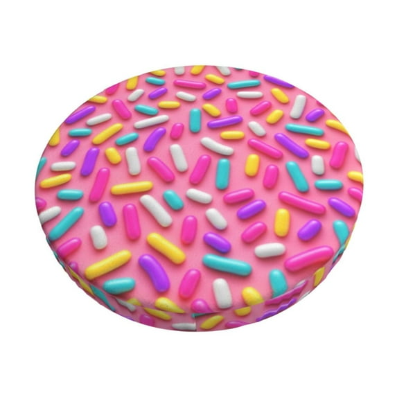 Lsque Colorful Donuts 1 Pattern Round Bar chair cushion covers Velvet Fabric Premium Comfort Protects from Scratches and Stains for 14-17 Inch Chair-12 inch