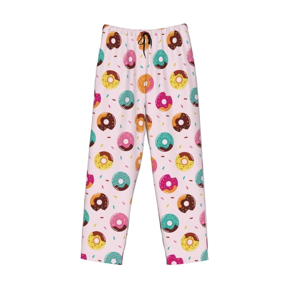 Lsque Colorful Donuts Print Men's Pajama Pants, Lounge Pant - Comfortable Home Wear,Elastic Waistband, Stylish Design-Large