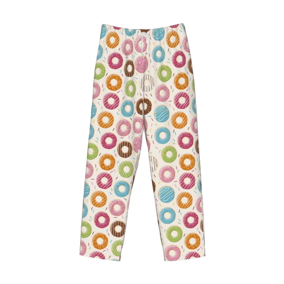 Lsque Colorful Donuts Print Men's Pajama Pants, Lounge Pant - Comfortable Home Wear,Elastic Waistband, Stylish Design-Medium