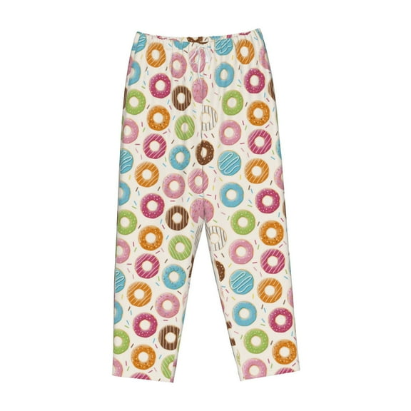 Lsque Colorful Donuts Print Women's Pajama Pants, Lounge Pant - Comfortable Home Wear,Elastic Waistband, Stylish Design-X-Large
