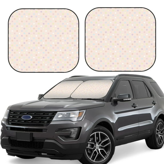 Lsque Colorful Dots 2 PCS Windshield Sun Shade | CarFoldable Window Covers | Car Accessories Reflect UV for Universal Cars SUV Truck | Large