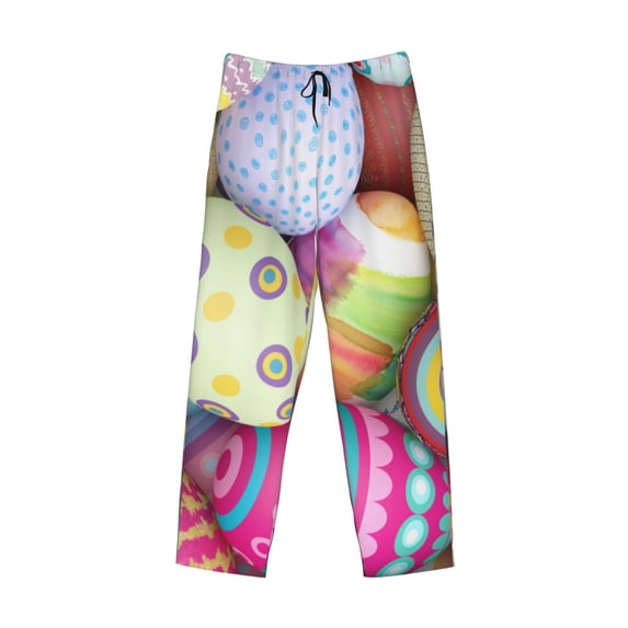 Lsque Colorful Easter Eggs Print Men's Pajama Pants, Lounge Pant - Comfortable Home Wear,Elastic Waistband, Stylish Design-Small