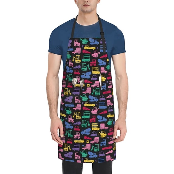 Lsque Colorful Excavator Waterproof Apron Chef Aprons for Men Heavy Duty Chemical Work Apron Extra Long Grilling Aprons with Adjustable Bib Apron