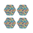 thumbnail image 1 of Lsque Colorful Fish 1 Pattern 4" Drink Coasters Set of 4, PVC Leather Absorbent Coasters, Table Coaster Set Decorative Coffee Cup Coasters Housewarming Gift -Hexagon, 1 of 6