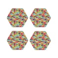 thumbnail image 1 of Lsque Colorful Fish 2 Pattern 4" Drink Coasters Set of 4, PVC Leather Absorbent Coasters, Table Coaster Set Decorative Coffee Cup Coasters Housewarming Gift -Hexagon, 1 of 6