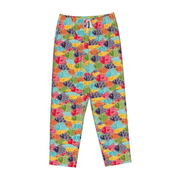 Lsque Colorful Fish 2 Print Women's Pajama Pants, Lounge Pant - Comfortable Home Wear,Elastic Waistband, Stylish Design-X-Large