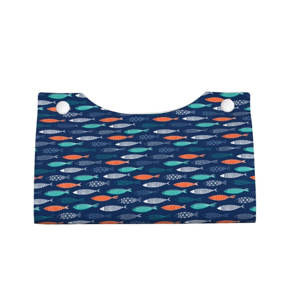 Lsque Colorful Fish 3 Printed Long Tissue Box Cover Holder, Facial Paper Organizer Dispenser,Triangle with Bottom Belt, PVC Leather Decorative Organizer