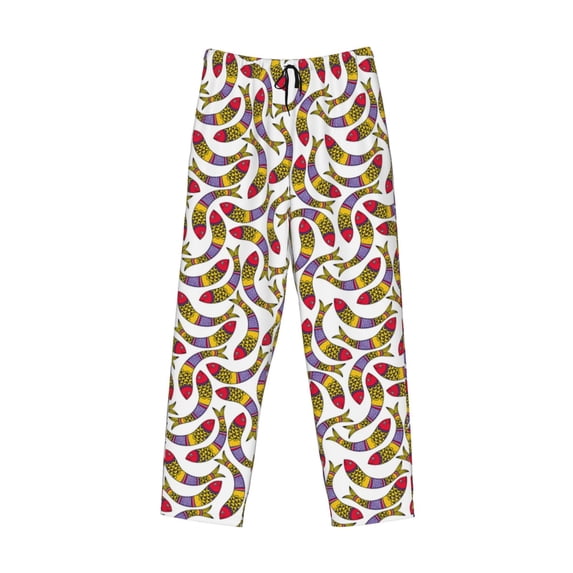 Lsque Colorful Fishes Print Men's Pajama Pants, Lounge Pant - Comfortable Home Wear,Elastic Waistband, Stylish Design-Small