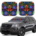 thumbnail image 1 of Lsque Colorful Floral 2 PCS Windshield Sun Shade | CarFoldable Window Covers | Car Accessories Reflect UV for Universal Cars SUV Truck | Medium, 1 of 7
