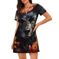 thumbnail image 1 of Lsque Colorful Floral Black Dog Pattern Nightgowns for Women Sleep Shirts Short Sleeve Nightshirt Pullover Nightdress Soft Sleepwear Relaxed Fit Nightdress, 1 of 6