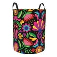 thumbnail image 1 of Lsque Colorful Floral Embroidery Mexican pattern Laundry Hamper Basket, Tall Woven Rope Hamper Basket for Clothes, Lightweight Storage Basket, Collapsible Waterproof-Small, 1 of 8