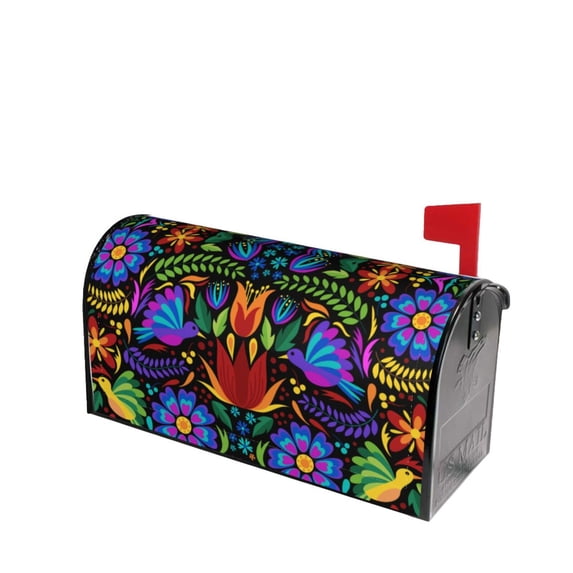 Lsque Colorful Floral Mailbox Cover Standard Size ,Magnetic Mailbox Covers Post Wraps Letter Box Cover -21x18 in