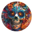 thumbnail image 1 of Lsque Colorful Floral Skull A Print Christmas Tree Skirt, Tree Skirt with Ties or Velcro, Perfect for Holiday Decorations, Halloween, and New Year-30", 1 of 7
