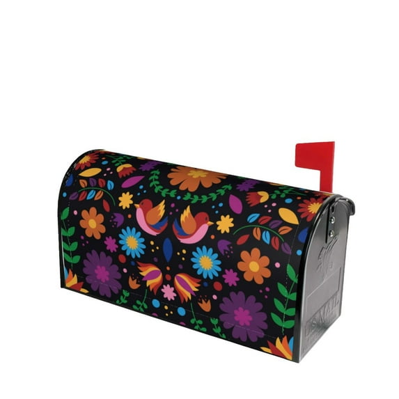 Lsque Colorful Floral2 Mailbox Cover Standard Size ,Magnetic Mailbox Covers Post Wraps Letter Box Cover -21x18 in