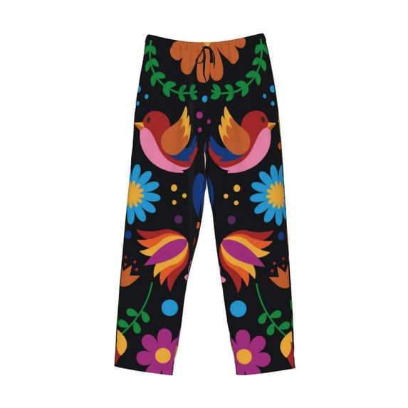 Lsque Colorful Floral2 Print Men's Pajama Pants, Lounge Pant - Comfortable Home Wear,Elastic Waistband, Stylish Design-Large