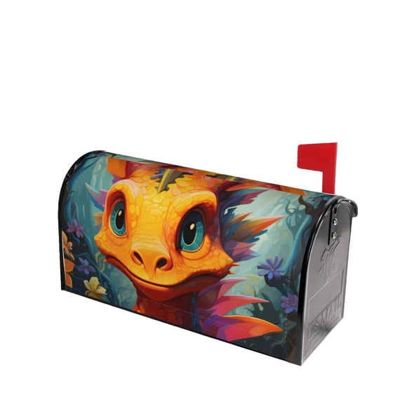 Lsque Colorful Flower Chameleon Mailbox Cover Standard Size ,Magnetic Mailbox Covers Post Wraps Letter Box Cover -25.5x21 in