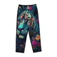 thumbnail image 1 of Lsque Colorful Flower Tiger Print Women's Pajama Pants, Lounge Pant - Comfortable Home Wear,Elastic Waistband, Stylish Design-Large, 1 of 9
