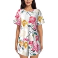 thumbnail image 1 of Lsque Colorful Flowers Women's Short-Sleeved Pajama Set - 2 Piece Soft and Lightweight Sleepwear Set-Medium, 1 of 9