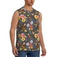 thumbnail image 1 of Lsque Colorful Flowers with Butterfly Print Men's Cotton Blend Sleeveless Muscle Shirts (S-3XL)- Moisture Wicking, Odor Protection, UPF 30+,3X-Large, 1 of 8