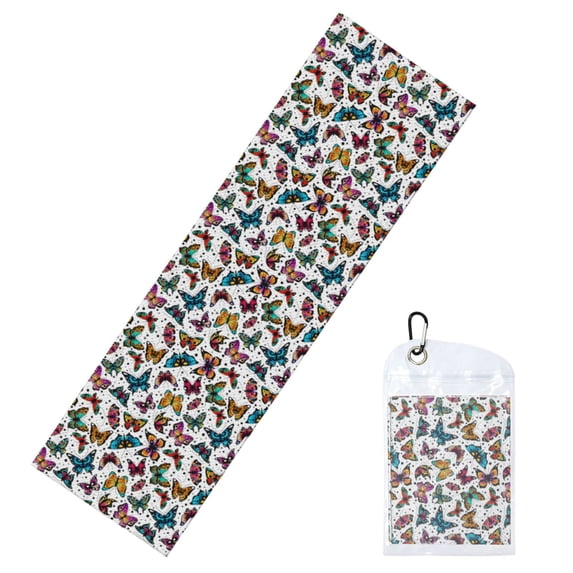 Lsque Colorful Flying Butterflies Printed Cooling Towel (40"x 12"), Ice Towel, Microfiber, Soft Breathable Chilly Towel for Yoga, Sport, Gym, Workout, Fitness, Running