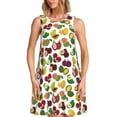 thumbnail image 1 of Lsque Colorful Fruits Pattern Summer Dresses for Women – Sleeveless T-Shirt Swing Sundress, Perfect for the Beach and Casual Days, 1 of 7