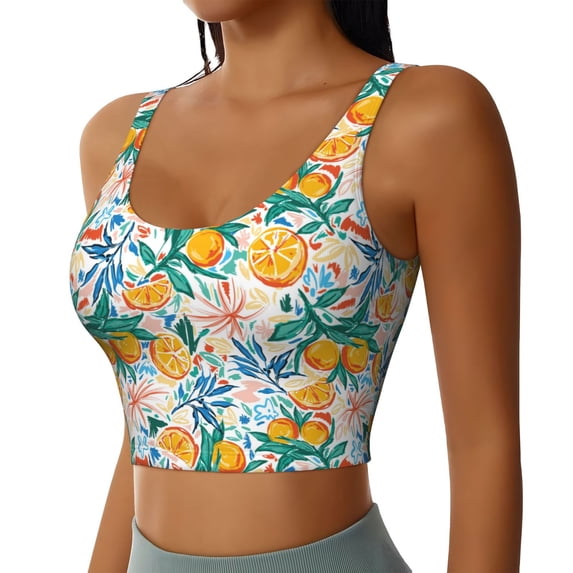 Lsque Colorful Fruits Printed Women'S Sports Bra, Compression, Moisture Wicking, High-Impact Sports Bra For Women,Supportive sports bra-Medium