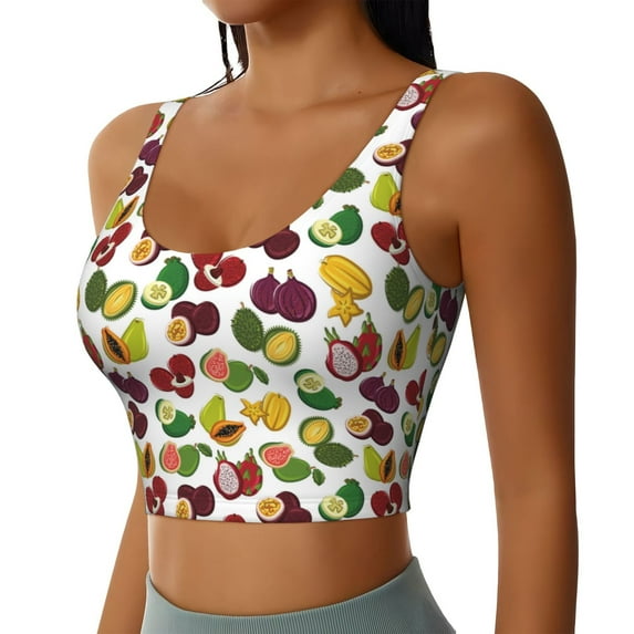Lsque Colorful Fruits Printed Women'S Sports Bra, Compression, Moisture Wicking, High-Impact Sports Bra For Women,Supportive sports bra-