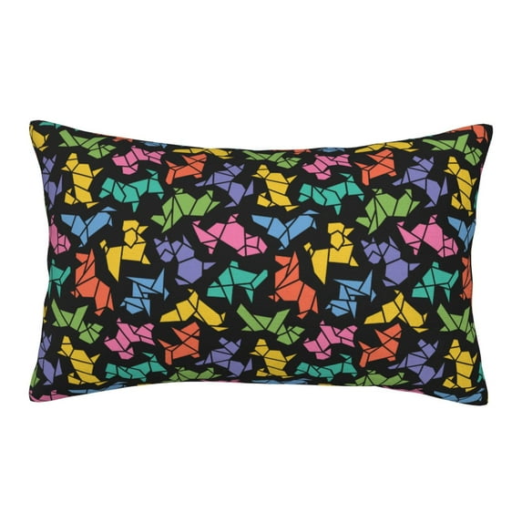 Lsque Colorful Geometric Dog Pattern Pillow Case – Soft & Cozy Throw Pillow Cover, Hypoallergenic Cushion Case for Sleeping Women with Envelope Closure-14"x20"