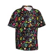thumbnail image 1 of Lsque Colorful Geometric Figures pattern Hawaiian Shirt for Men, Unisex Summer Beach Casual Short Sleeve Button Down Shirts-Small, 1 of 9