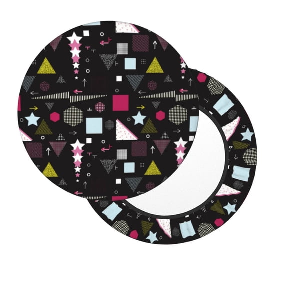 Lsque Colorful Geometry Round Bar chair cushion covers Velvet Fabric Premium Comfort Protects from Scratches and Stains for 14-17 Inch Chair- 12 inch