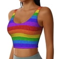 thumbnail image 1 of Lsque Colorful Glitter Rainbow Printed Women'S Sports Bra, Compression, Moisture Wicking, High-Impact Sports Bra For Women,Supportive sports bra-Small, 1 of 9