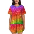 thumbnail image 1 of Lsque Colorful Glitter Women's Short-Sleeved Pajama Set - 2 Piece Soft and Lightweight Sleepwear Set-3X-Large, 1 of 9